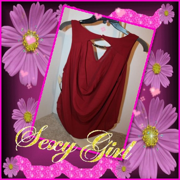 Lily White Tops - ⭐️CLEARANCE SALE⭐️"Lily White" Chiffon Gold Bar Front Cowl Back Top SZ: M